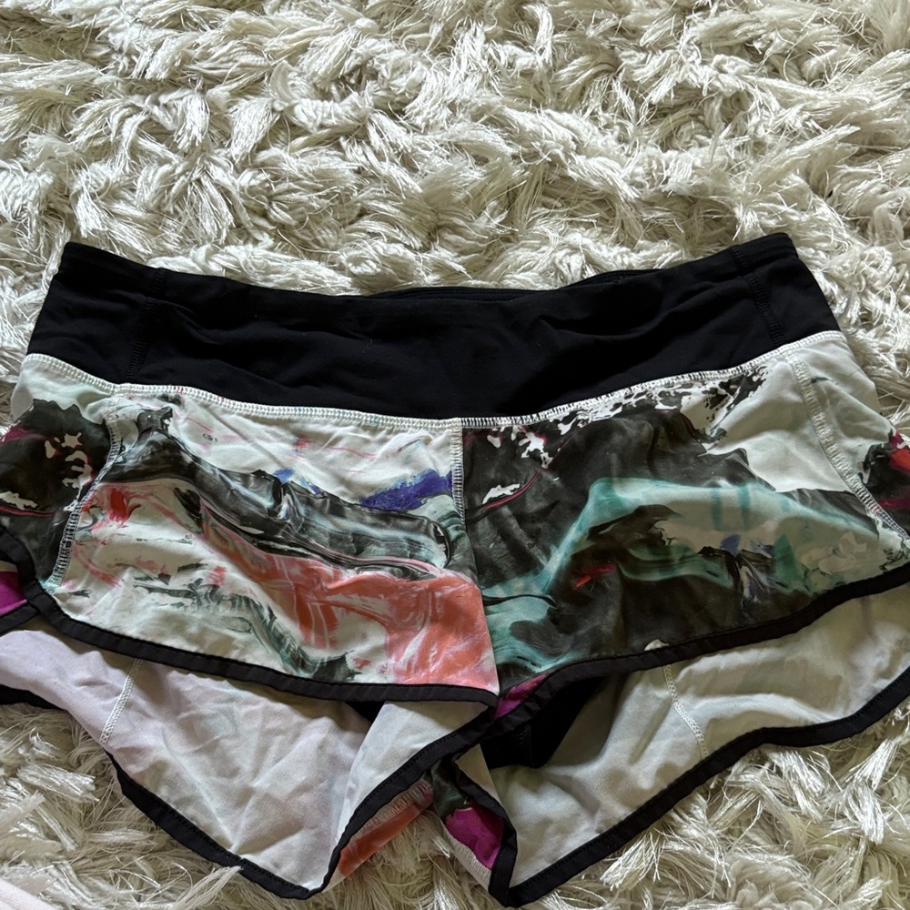 Lululemon Athletica Black and Multicolor Athletic Shorts